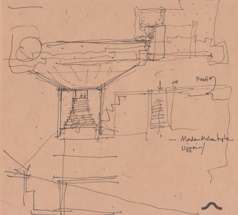 “I drew this view from Ujjain, while designing the innards of experience in the building” - Drawn by Uday Andhare.